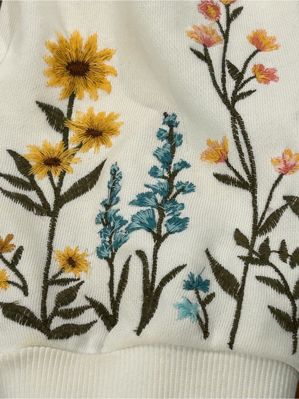 Driftwood White Zip Up Hoodie with Floral Embroidery - Sunny Garden - Picture 9 of 13